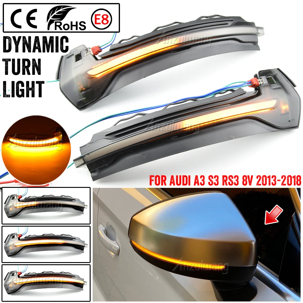 

2pcs Dynamic blinker for Audi A3 8V S3 RS3 Side Mirror light LED Turn Signal 2013 2014 2015 2016 2018 2019 2020 Arrow flasher