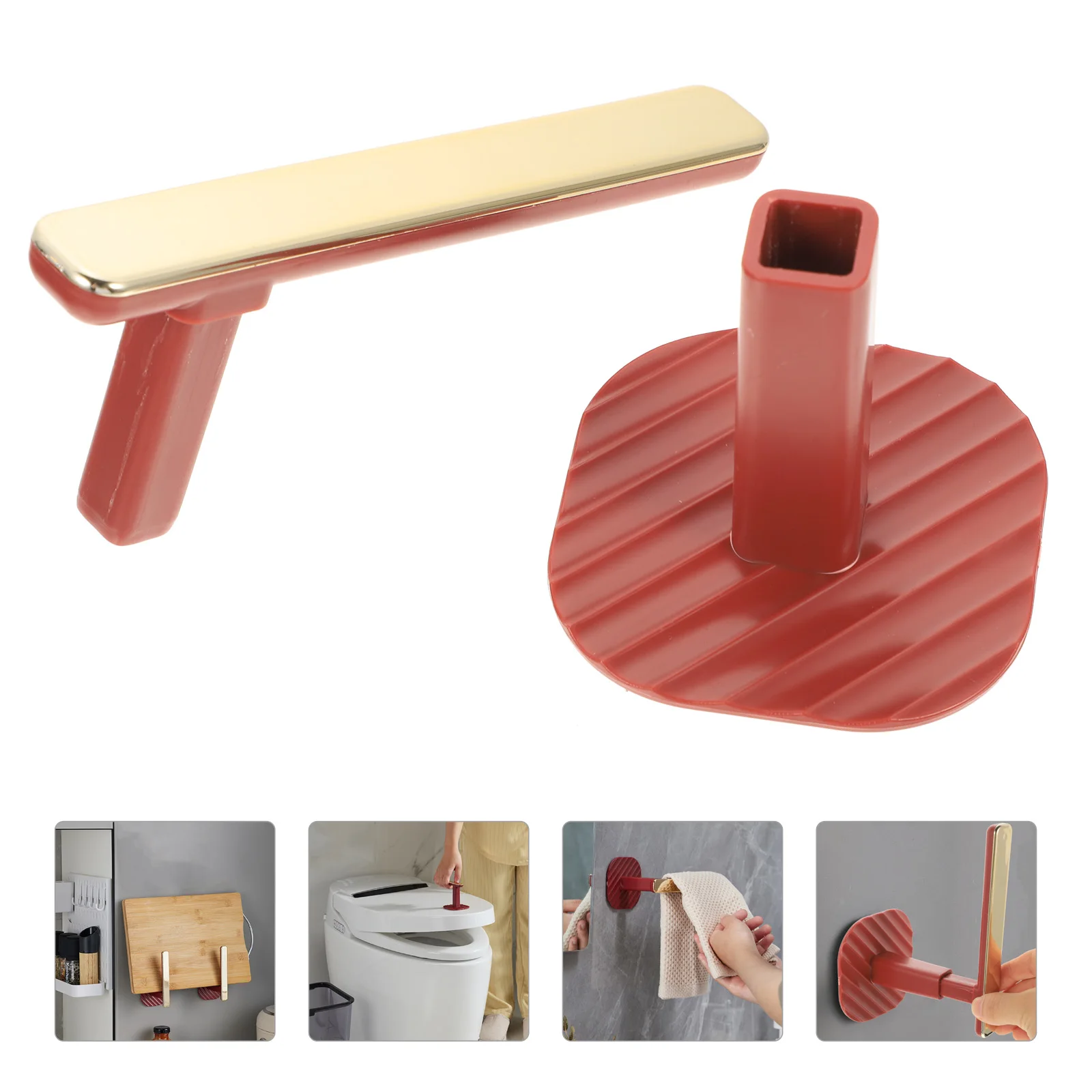 

2 Pcs Self adhesive Hooks Reusable Shower Curtain Accessories Bathroom Kitchen Home Decor Plastic Material
