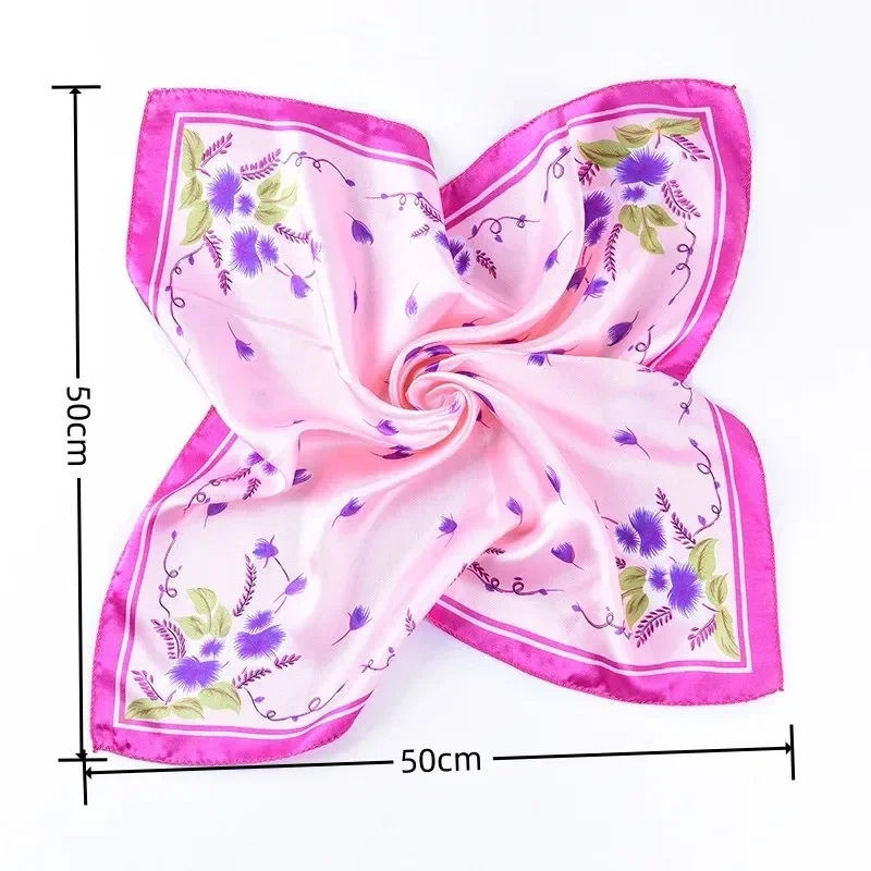 Fashion etiquette 50*50cm High Quality Scarf Women Small Soft Squares Decorative Head Scarf Stripe Print Kerchief Neck Wrap