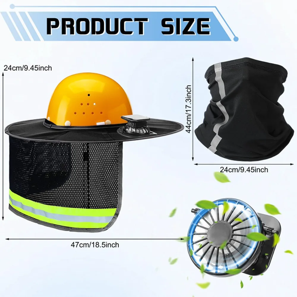 Solar Fan Safety Hard Hat with Sun Visor, Cooling Helmet for Construction Workers Outdoor Sun Protection & Ventilation