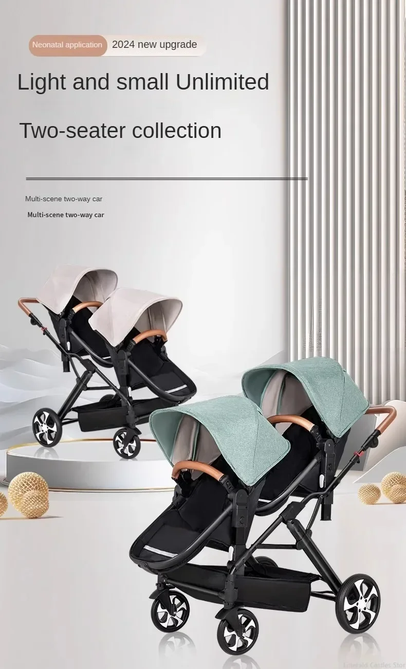 Twins Baby Stroller Can Sit and Lie Double Kids Trolley Stroller Shock Absorber Foldable Child Baby Carriage Foldable