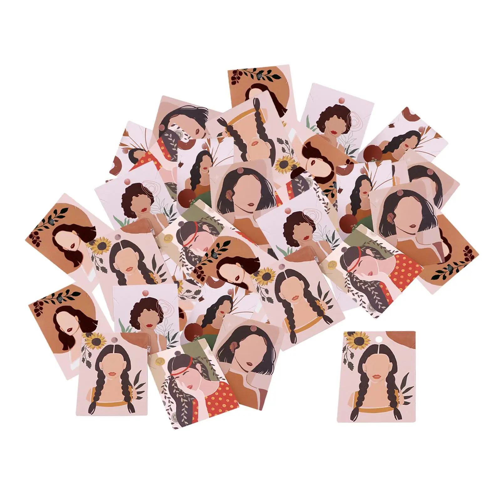 100 Pieces Earring Display Cards Durable Women Face Pattern Fashion Earring Cards for Dorm Stores Apartment Dressing Room