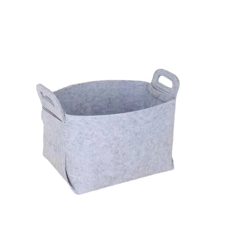 Nordic Felt Storage Basket Living Room Tea Table Black Gray Brown Sundries Storage Basket Cloth Felt Storage Box Bedroom Socks