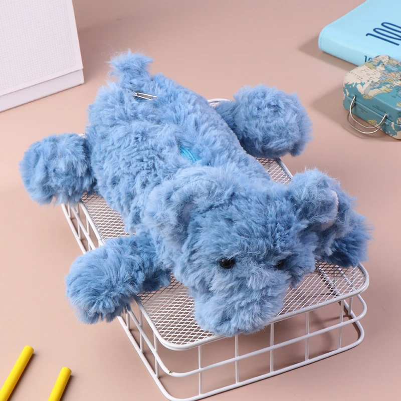 

Cute Cartoon Blue Elephant Pencil Case Large Capacity Plush Pen Pouch Stationery Storage Bag Travel Makeup Bags Girl Gifts