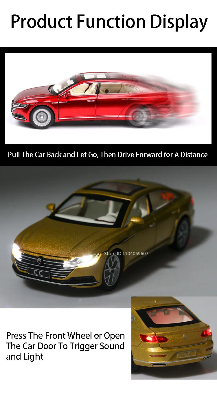 1:32 Käfer GSR CC Modell Spielzeugautos Legierung Druckguss Miniaturfahrzeuge Sound Licht Türen geöffnet zurückziehen Ornament für Kindergeschenke – Detail 12