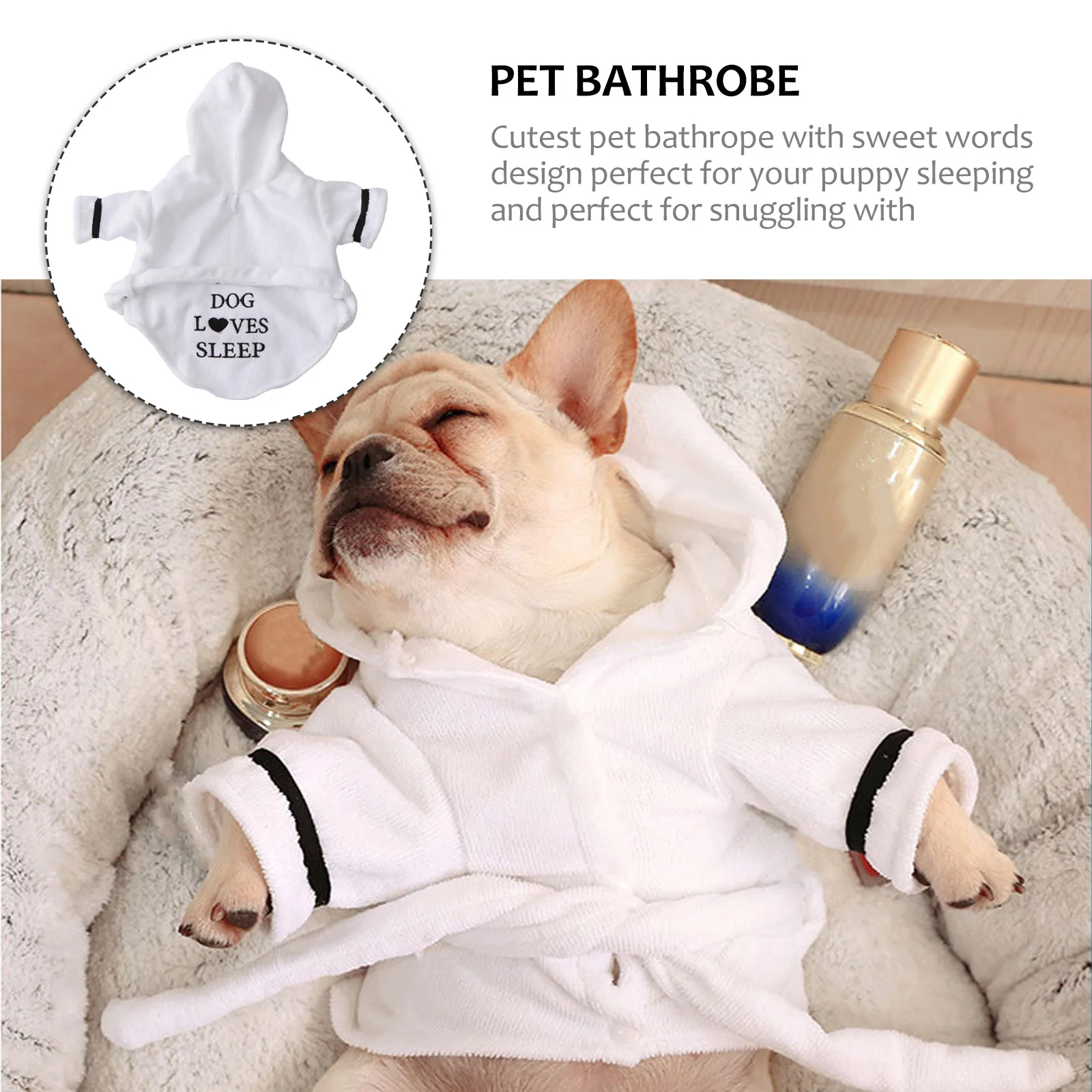 

Pet Bathrobe Pajamas Fast Dry Super Absorbent For Dog Cat Hooded Size L White Puppy Robe Pet Bath Towel Dog Pajamas After