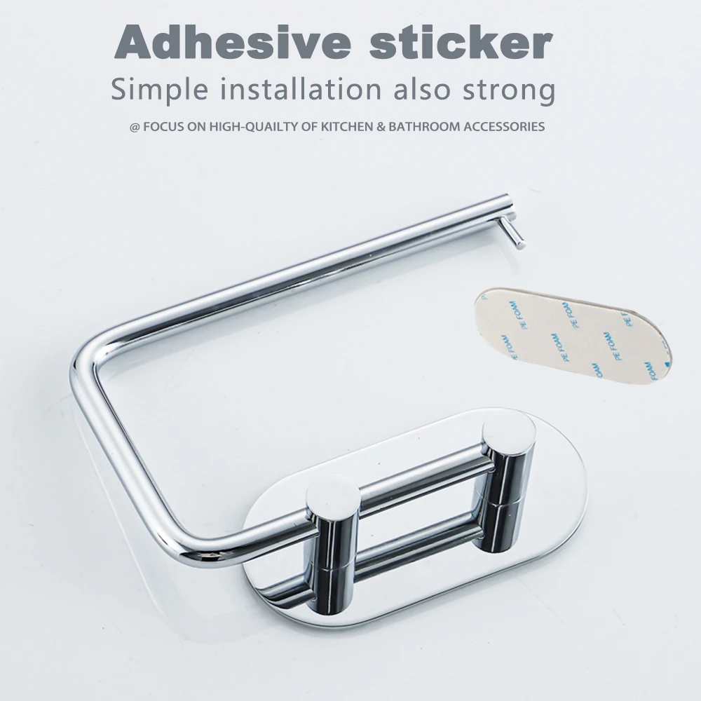 Stainless Steel Self Adhesive Toilet Paper Holder No Drilll Wc Wall Tissue Storage Bathroom Accessories Organization