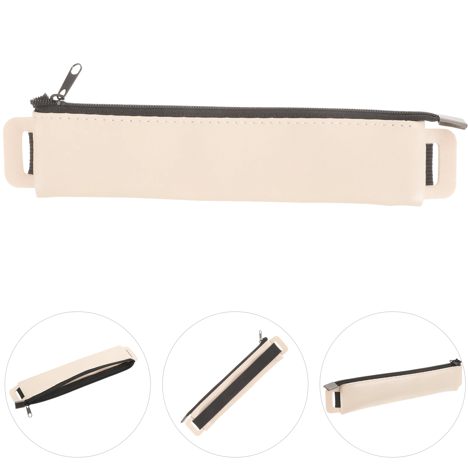 

PU Pen Holder Zipper Pouch Storage Protective Bag Zipper Pen Pouch for Office School Supplies Business Use Desk Organizer