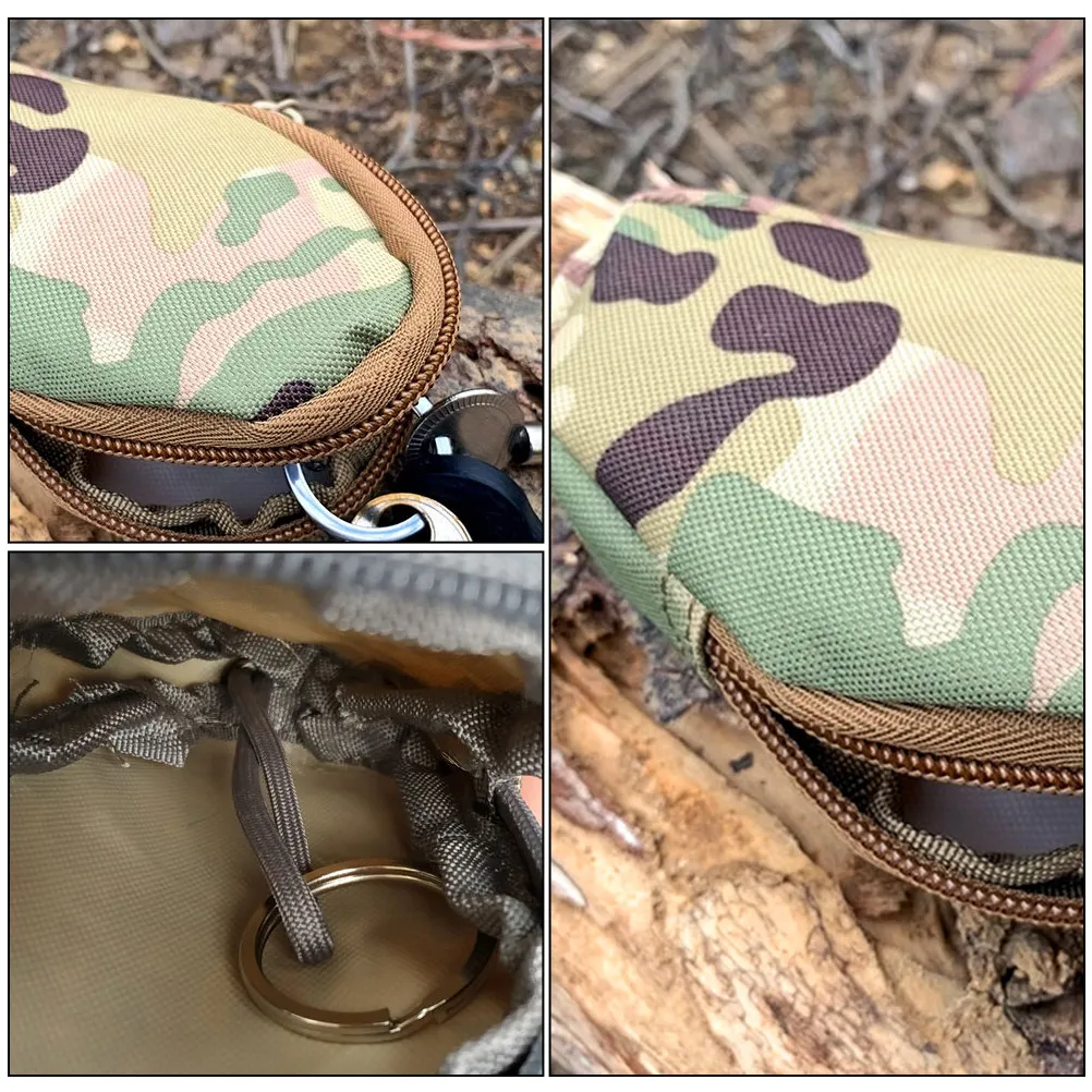 Tactical Key Bag Vintage Outdoor Portable Key Holder Quick Closure Zipper Mini Wallet Anti-Theft Case Nylon Purse