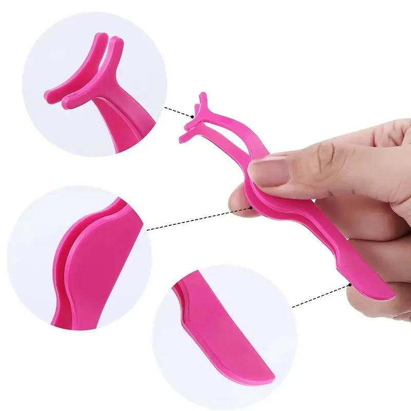 Pinzas para pestañas de acero inoxidable, herramienta de fácil agarre para aplicación y eliminación sin esfuerzo, color negro/rosa, 1 ud.