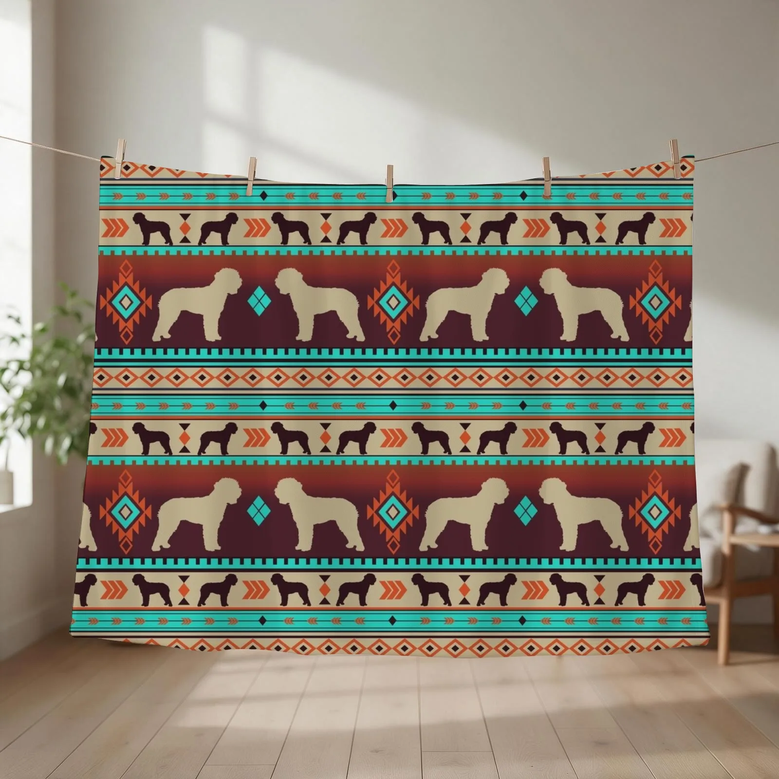 Boho dogs | Lagotto romagnolo sunset Throw Blanket couch cozy soft plush fuzzy picnic outdoor blanket