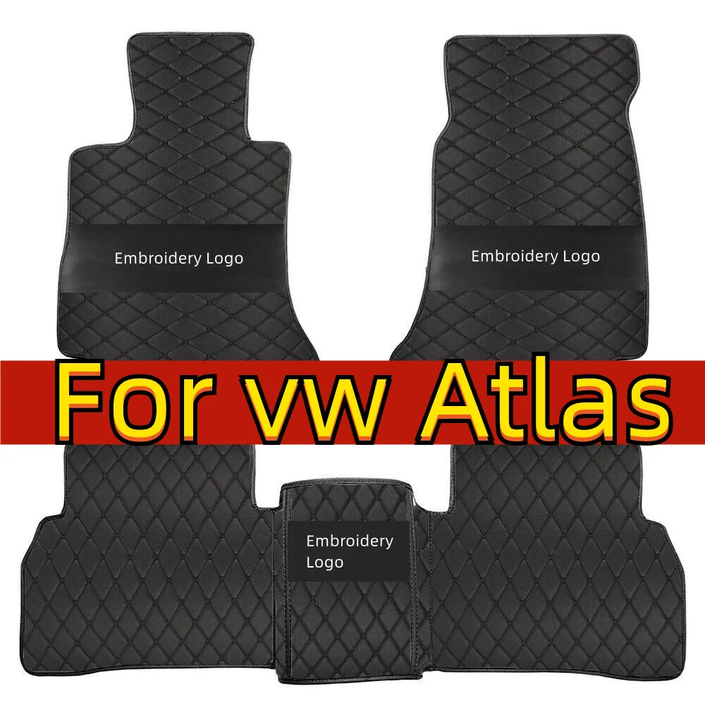 Car Mats For Volkswagen VW Atlas Teramont CA1 2017~2022 Auto Interior Parts Floor Rug Carpet Luxury Leather Mat Car Accessories