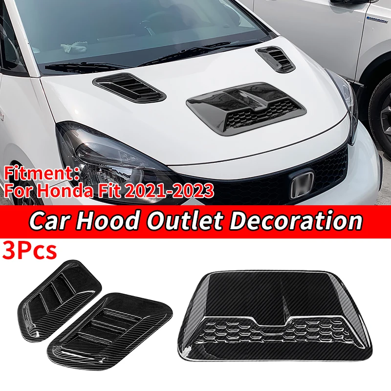 

Car Center Side Air Flow Intake Hood Scoop Vent Bonnet Decorative Cover Machine Cover False Tuyere ABS For Honda Fit 2021-2023