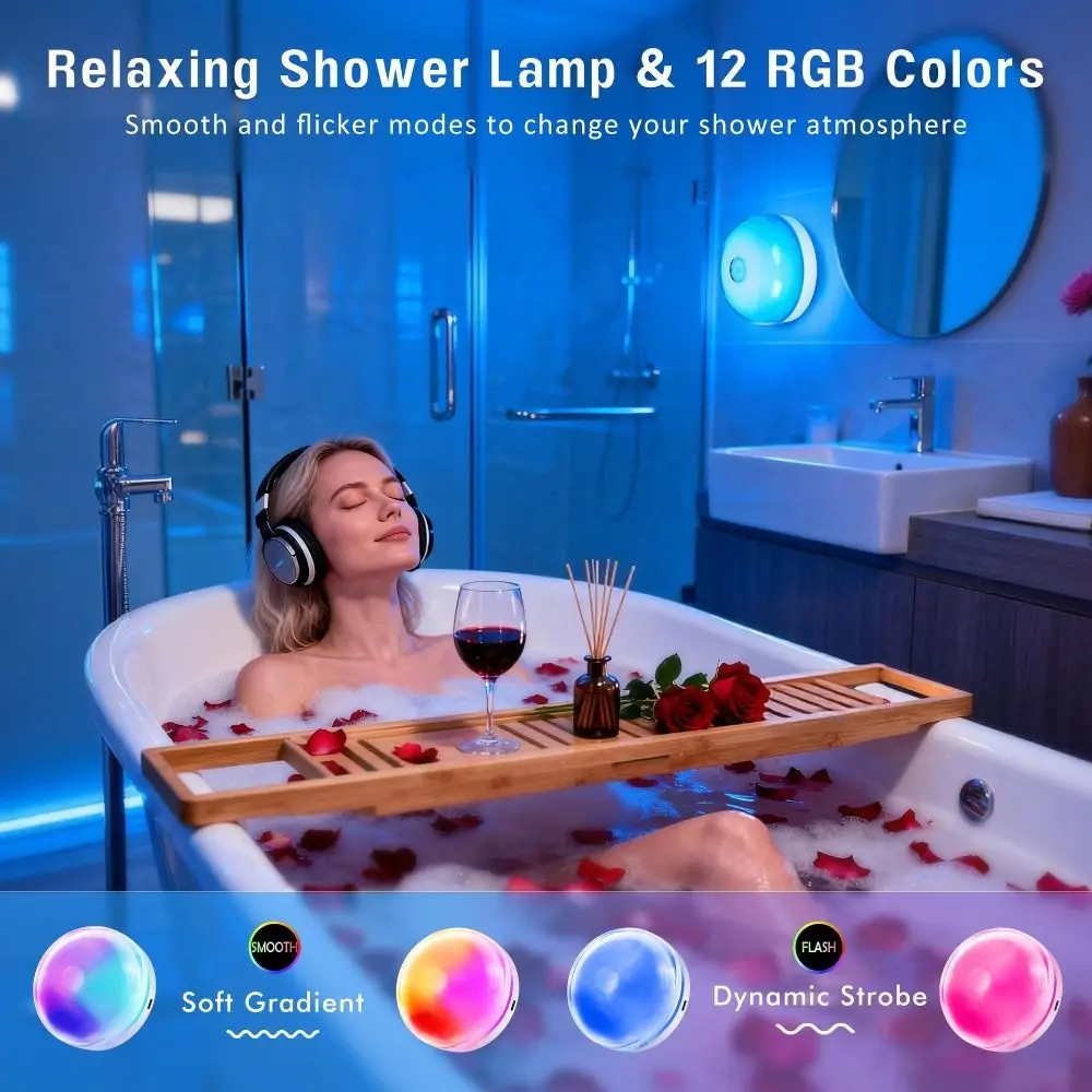 Magnetic Charging Shower Light Wireless Magnetic IP Waterproof Ambient Light Rechargeable Color Changing LED Mood Lamp Indoor