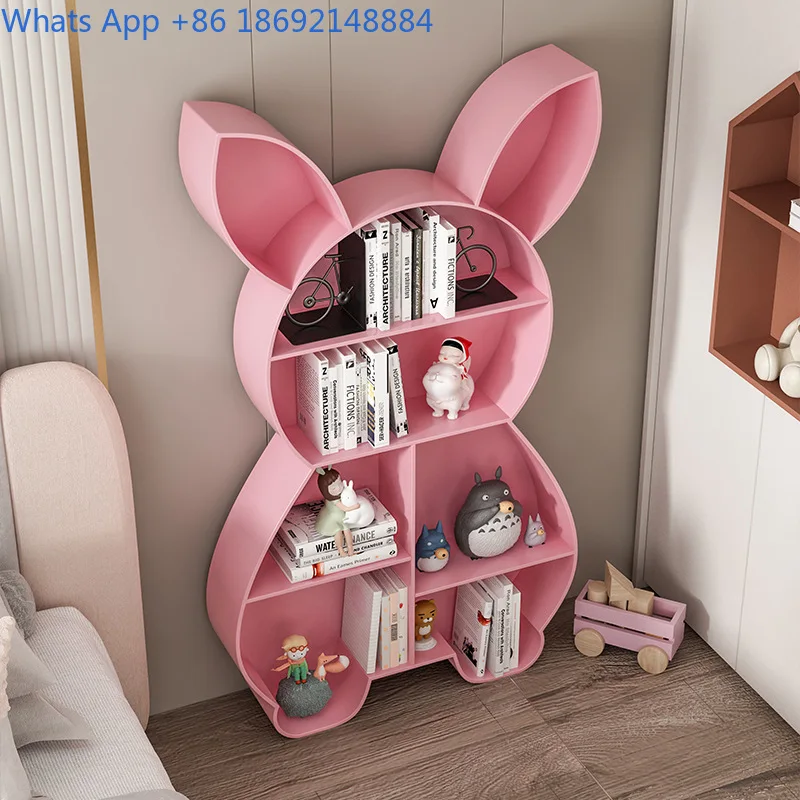 Iron Creative Animal Shape Bookshelf School Rabbit Picture Book Rack Reading Room Storage Organizer