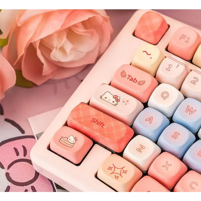 Sanrio Kawaii hello kitty Cinnamoroll Keycaps PBT Mechanical Keyboard Key Caps MOS Highly Cute Keyboard Accessories