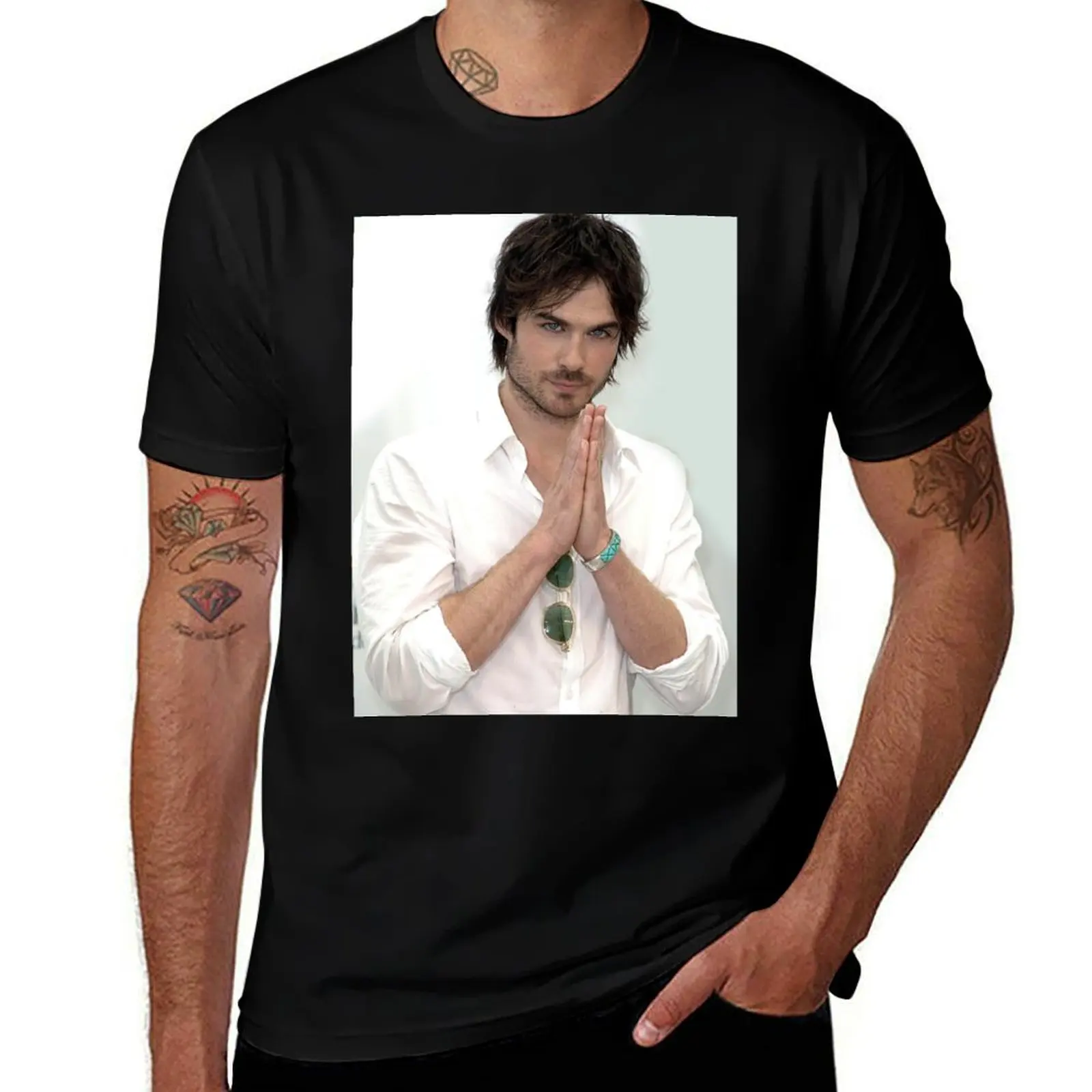 Ian Somerhalder Damon Salvatore T-Shirt Plus Size Workout Short Sleeve Top T-Shirt