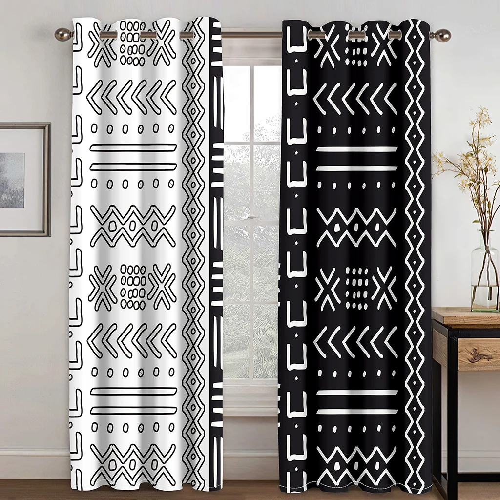 

Black White Rune Stripe SimplicityLuxury Window Curtains in Kids Bedroom Living Room Hall Treatments Kitchen Decor Drapes Blinds