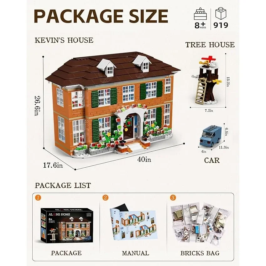 MOC Home Aloned Kevin Mccallister House Building Blocks Set Idee Cottage Foresta Cabina Modello Giocattoli Ragazzi e ragazze Regali di Natale