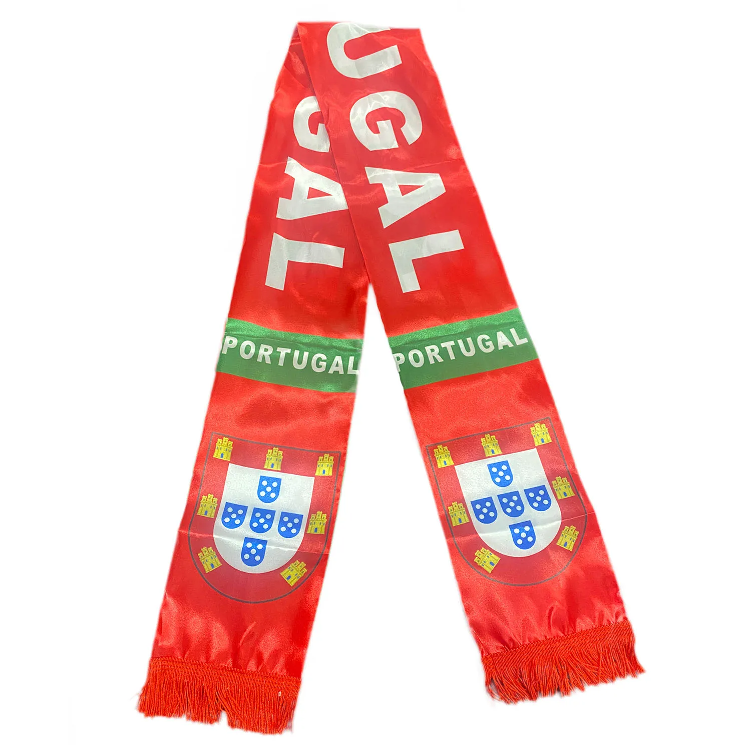 Double Side Printing Satin Football Soccer Fans Portugal Scarf flags banner