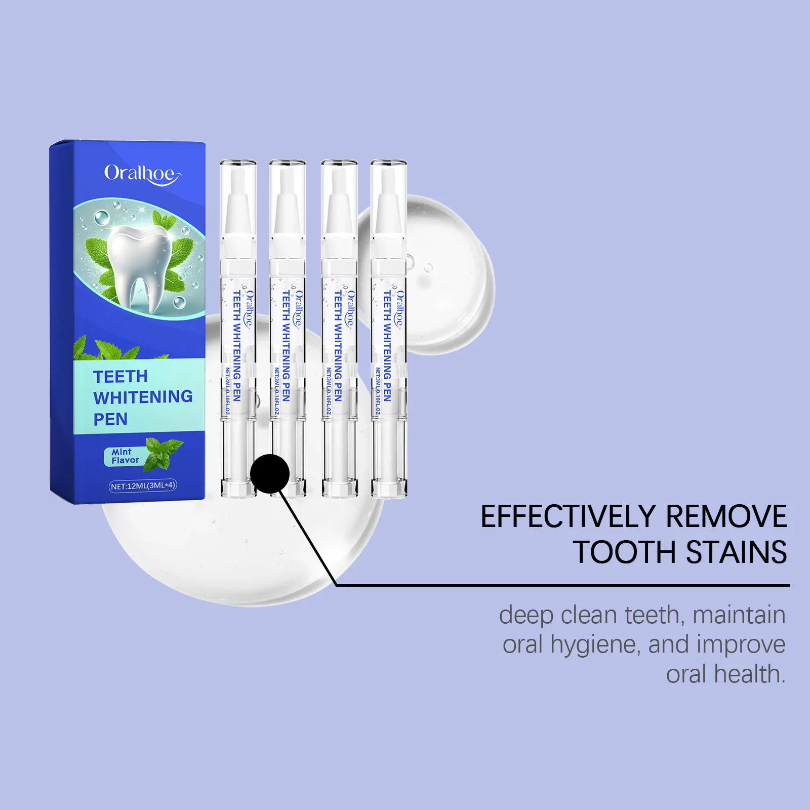 ORALHOE Portable Teeth Whitening Pen Mini Size Easy Apply Coffee Tea Stain Remover Perfect Smile