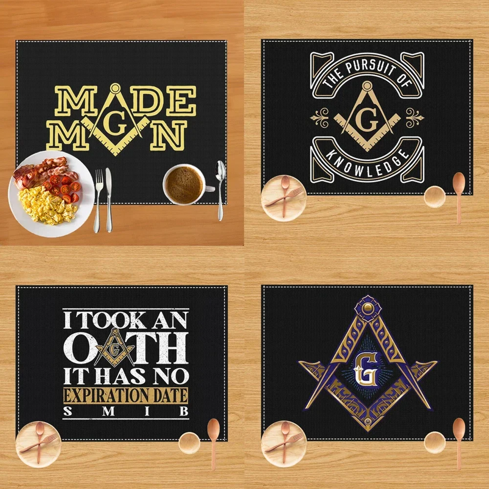 Masonic Illuminati Pyramid Eye Table Mats Freemason Coffee Cup Pads All Seeing Eye Placemat Kitchen Dining Table Decoration