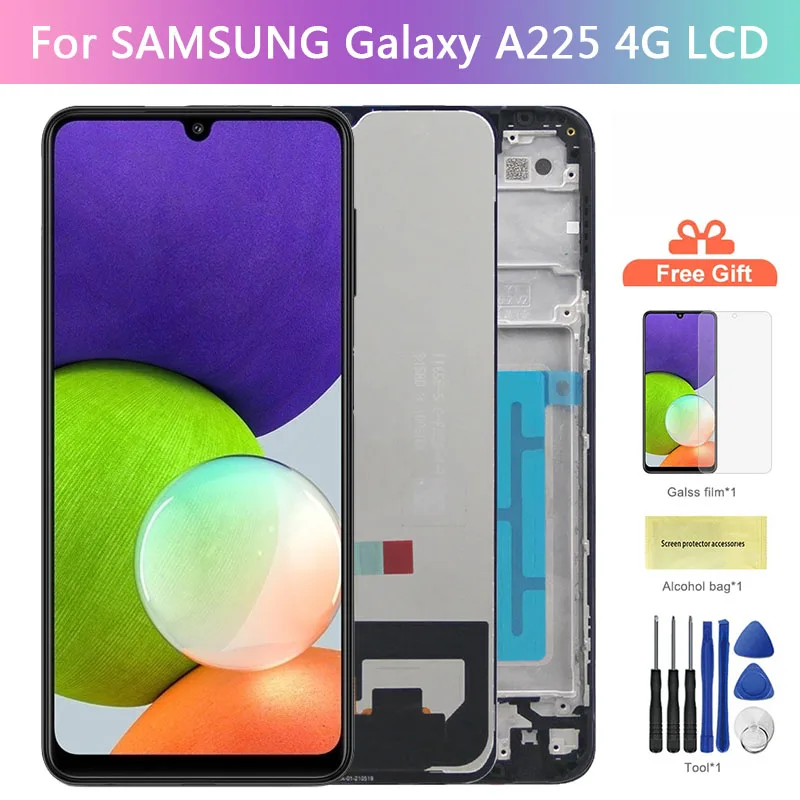 

Super AMOLED For Samsung A22 4G A225 LCD For Samsung A225 A225F SM-A225F/DS LCD Display Frame Touch Digitizer Screen A225 LCD