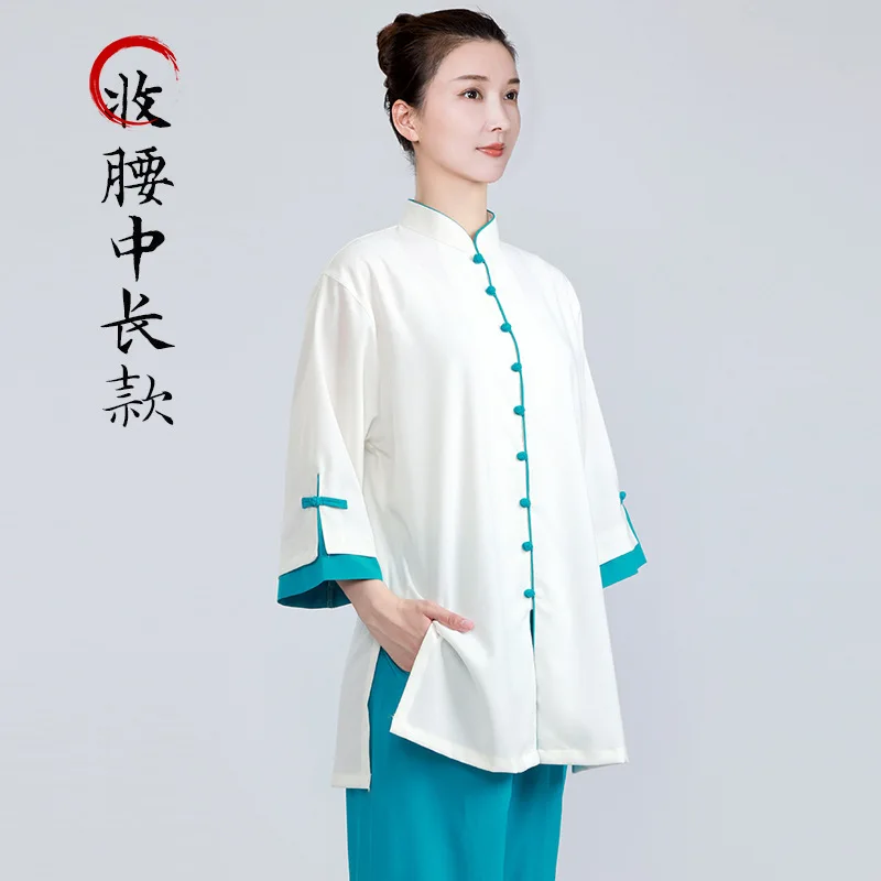 Tai Ji Suit Martial Arts Women's New Western Style High-End Cotton Linen Shadowboxing Exercise Clothing Short Sleeve Summer Thin