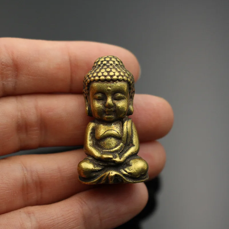 Solid small Buddha statue brass cute creative ornaments small ornaments travel desktop pendant car
