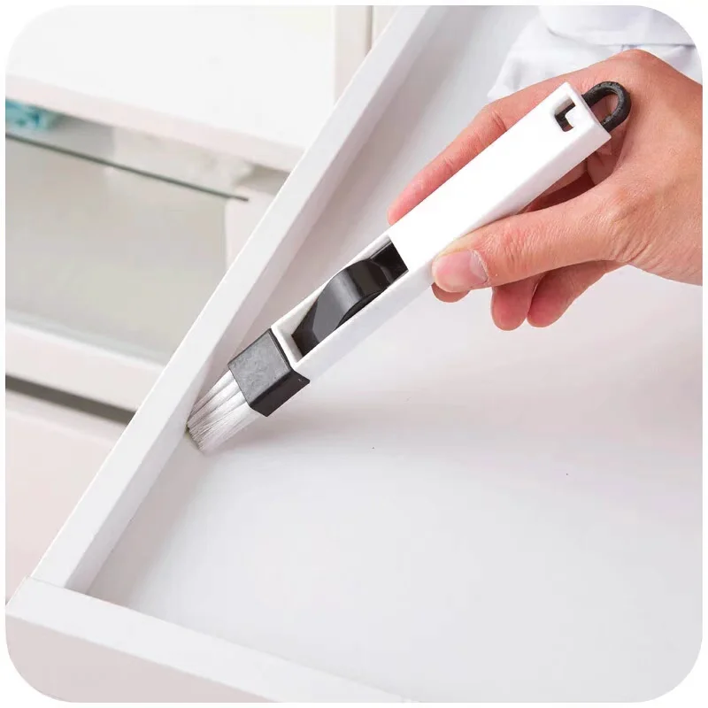 Portable 2‑in‑1 Groove Cleaning Brush Crevice Dust Brush For Window Track Door Gap Keyboard Household Cleaning Tool