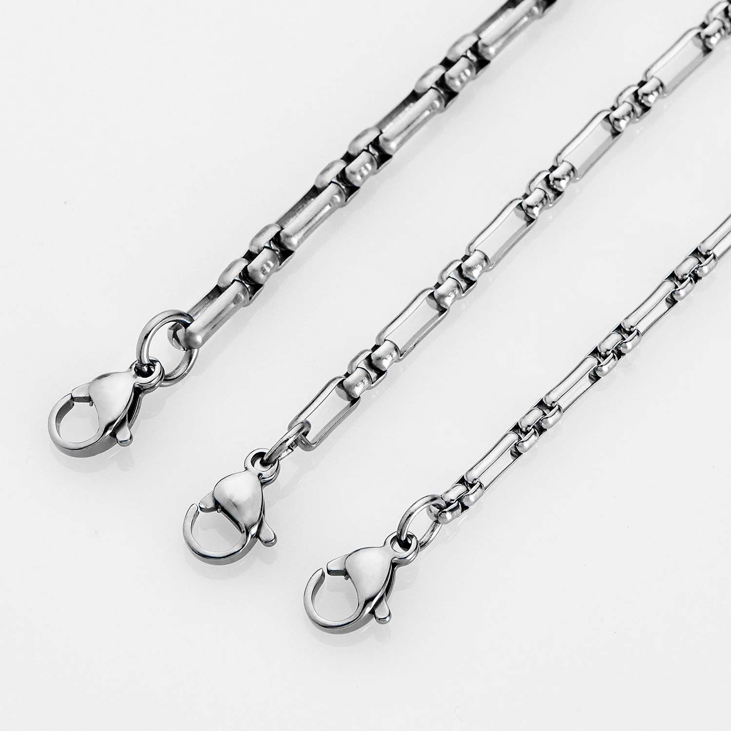 2,5mm/3,0mm/3,5mm Figaro Edelstahl Handgefertigte Lange Box Fußkette Halskette Quadratische Perle 3:1 NK Kette für DIY Schmuckherstellung – Detail 5
