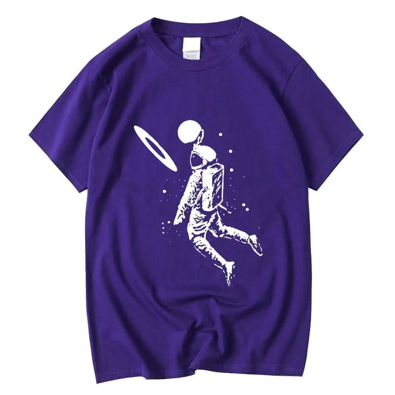 XIN YI Men\'s T-shirt High Quality 100% cotton Funny moon astronaut print casual loose men tshirt o-neck male t-shirt tees tops