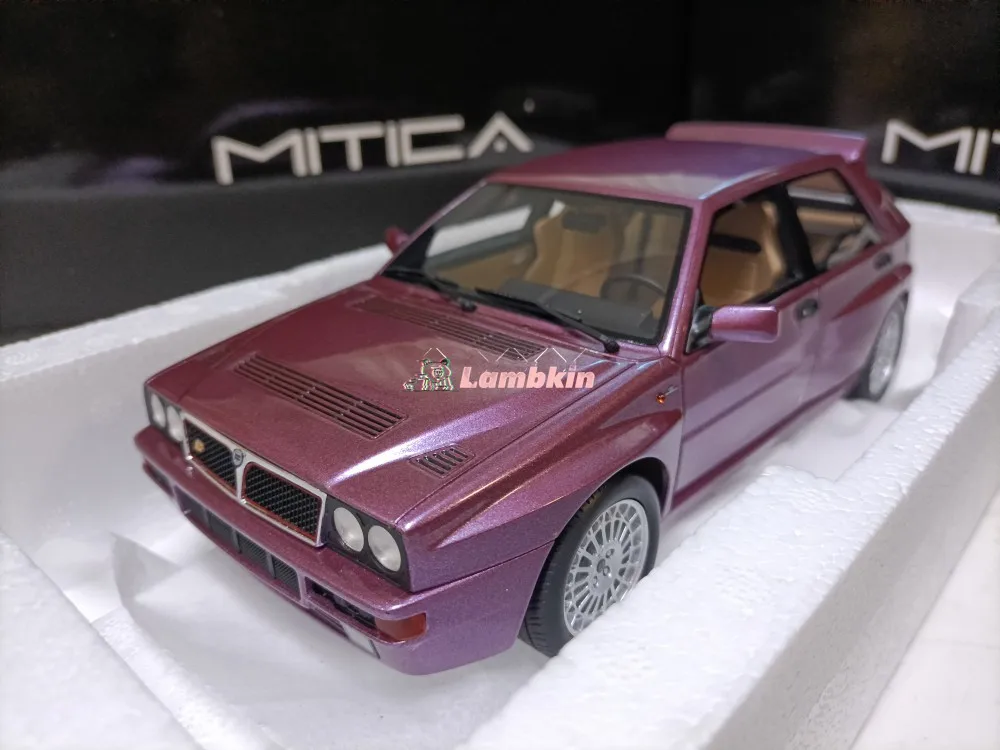 MITICA 1/18 Lancia Delta Evo II Metaliczny fioletowy 4-drzwiowy model samochodu sportowego Hatchback Klasyczny kolekcjonerski prezent Ozdoba