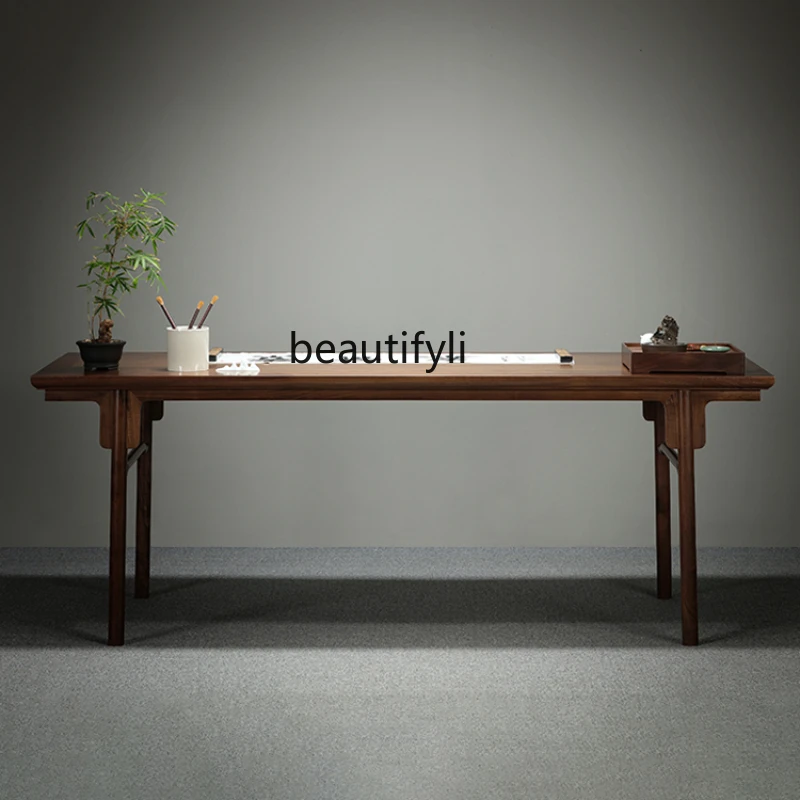 

New Chinese Style Black Walnut Solid Wood Large Desk Study Calligraphy Table Calligraphy Table Long Table Home Ming Style