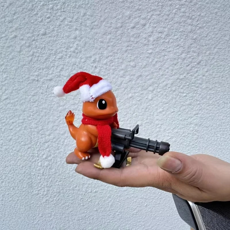 8-9 cm Anime Pokemon Gatling Gun Psyduck Charmander Figuren Desktop Dekoration Sammlung Modell Auto Ornament Junge Spielzeug geschenk