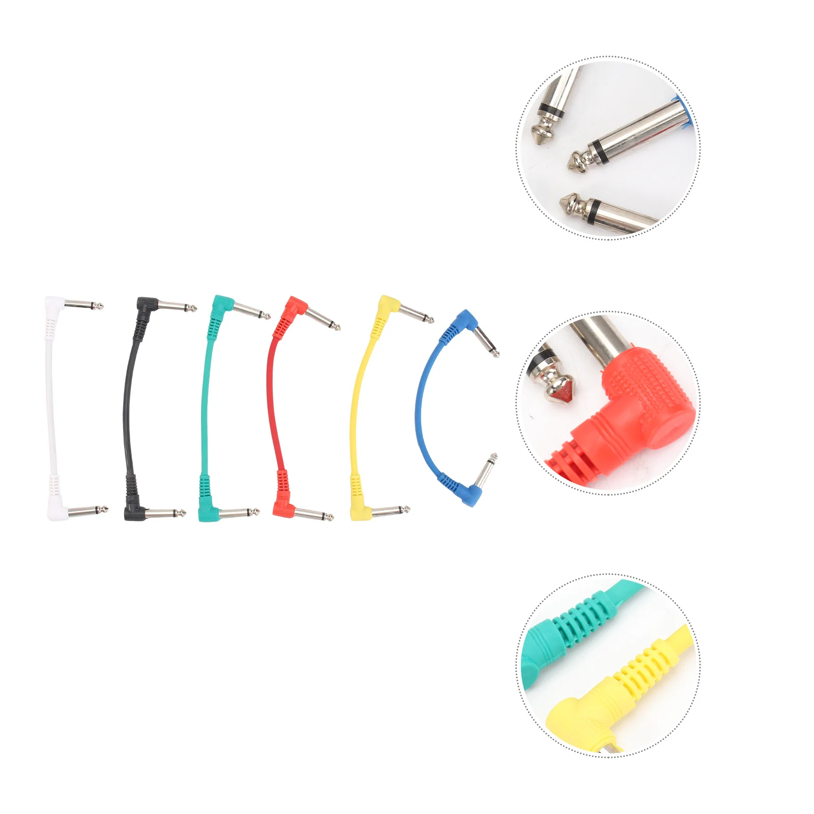 

6Pcs Guitar Patch Cable Professional Flat Plug 15cm Noise Reduction Instrument Cord for Electric Guitar Bass Amp Audio Wire