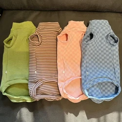 Cat Costumes Short Sleeves Cotton Striped T-shirt for Sphynx Cat Warm Sweatshirt  for Kittens Thick Coat for Devon Rex in Winter