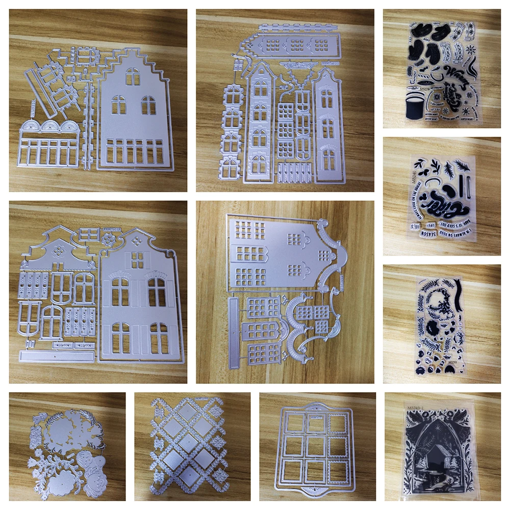 Market Place Holiday Metal Cutting Dies Stamp Stencil DIY Scrapbooking Paper Card  Handmade Embossing Craft Cut Dies Decoration