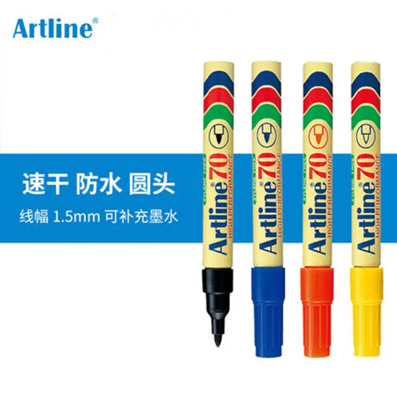 Artline-EK-70 Round Cabeça Oleosa Marcação Pen, oleosa Marcação Pen, impermeável, secagem rápida, não-desbotamento Cor, japonês, 1Pc