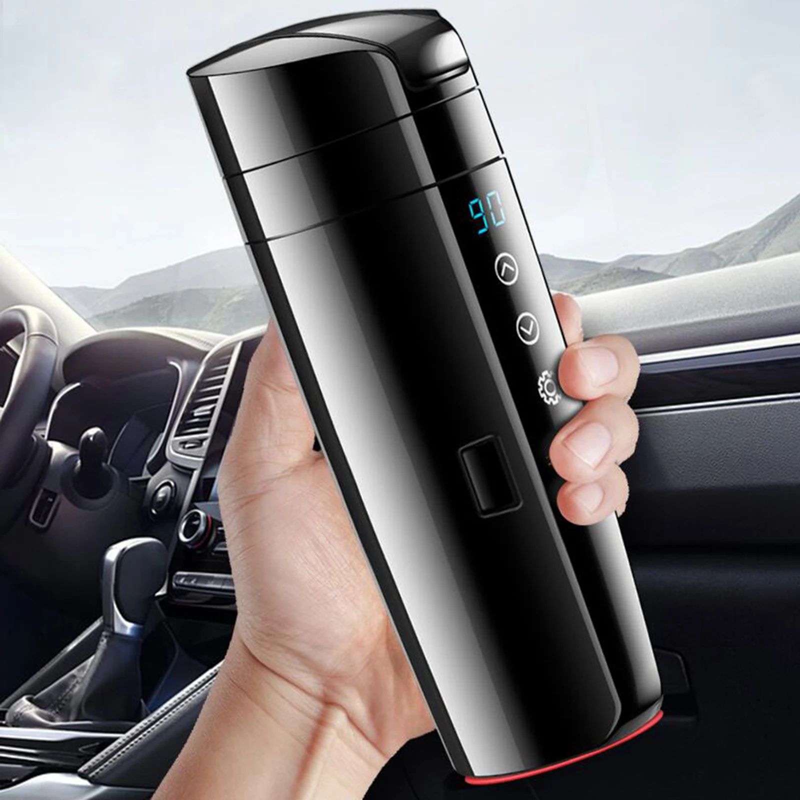 Winter Car Water Cup Car Kettle Boiler Insulation Cup Car Intelligent Digital Display Heating Insulation Electric Cup Car Kettle