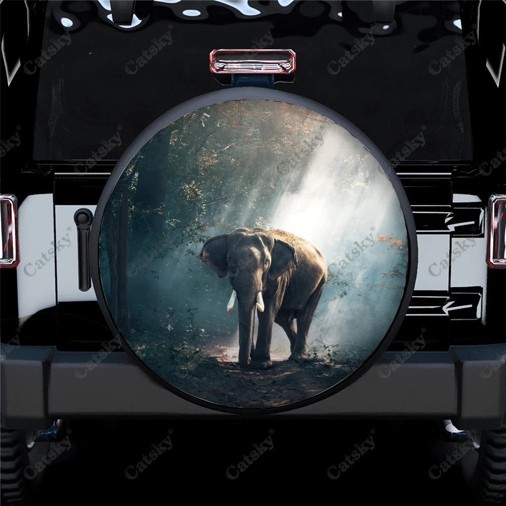 Animal African Elephant Custom Car Spare Tire Cover Waterproof Tire Wheel Decoration Protect for Truck Camper Trailer 14-17inch