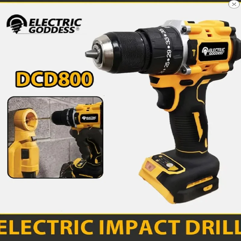 

Electric Goddess DCD800 Cordless Impact Driver Brushless 1/2-in Drill Motor Electric Drill Compact Hand Electric Screwdriver Too