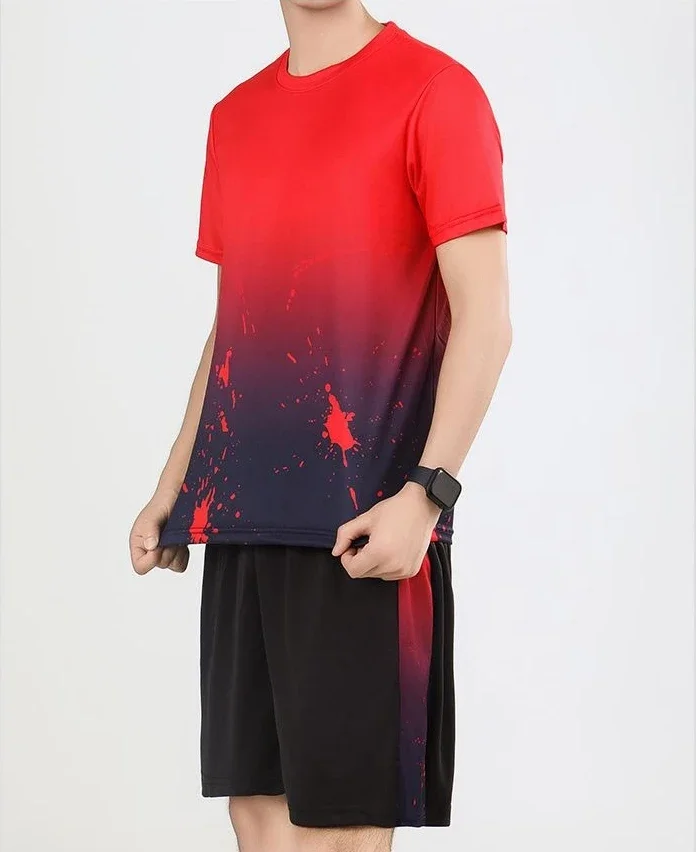 

Badminton Uniform Male T Shirt Short Sets Jogging Running Jogger Sports Suits Chic Luxury Stretch Slim Fit Cool Men's Shorts Set