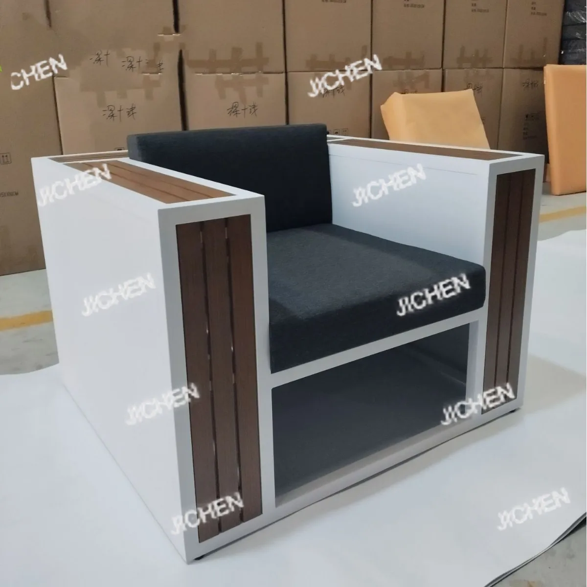 Modern simple outdoor plastic wood sofa villa courtyard garden dining set hotel aluminum alloy outdoor sofa