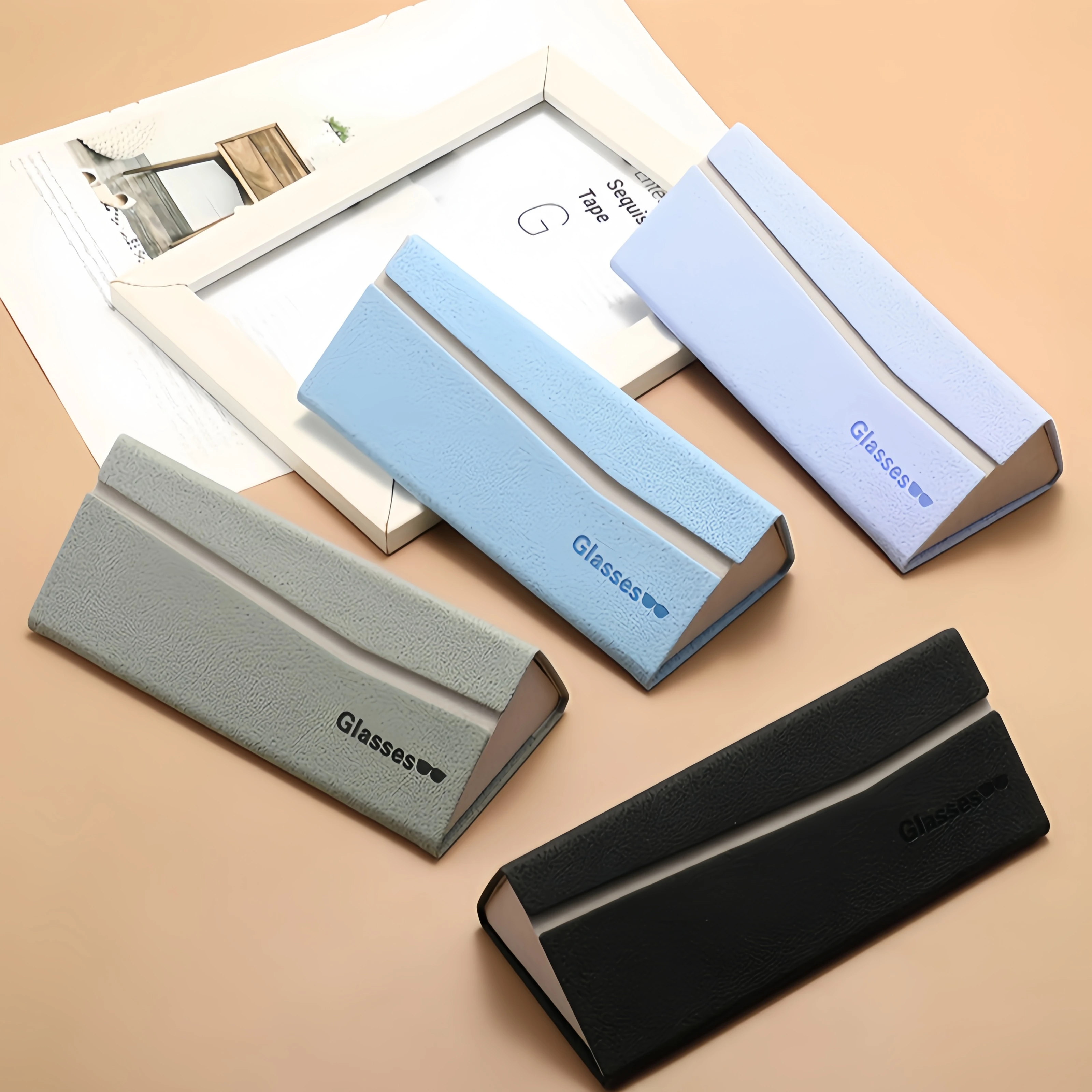 New Frosted Triangular Glasses Case, Trendy, Fashionable, Portable, Pressure-Resistant Hard Shell Folding Glasses Storage Box