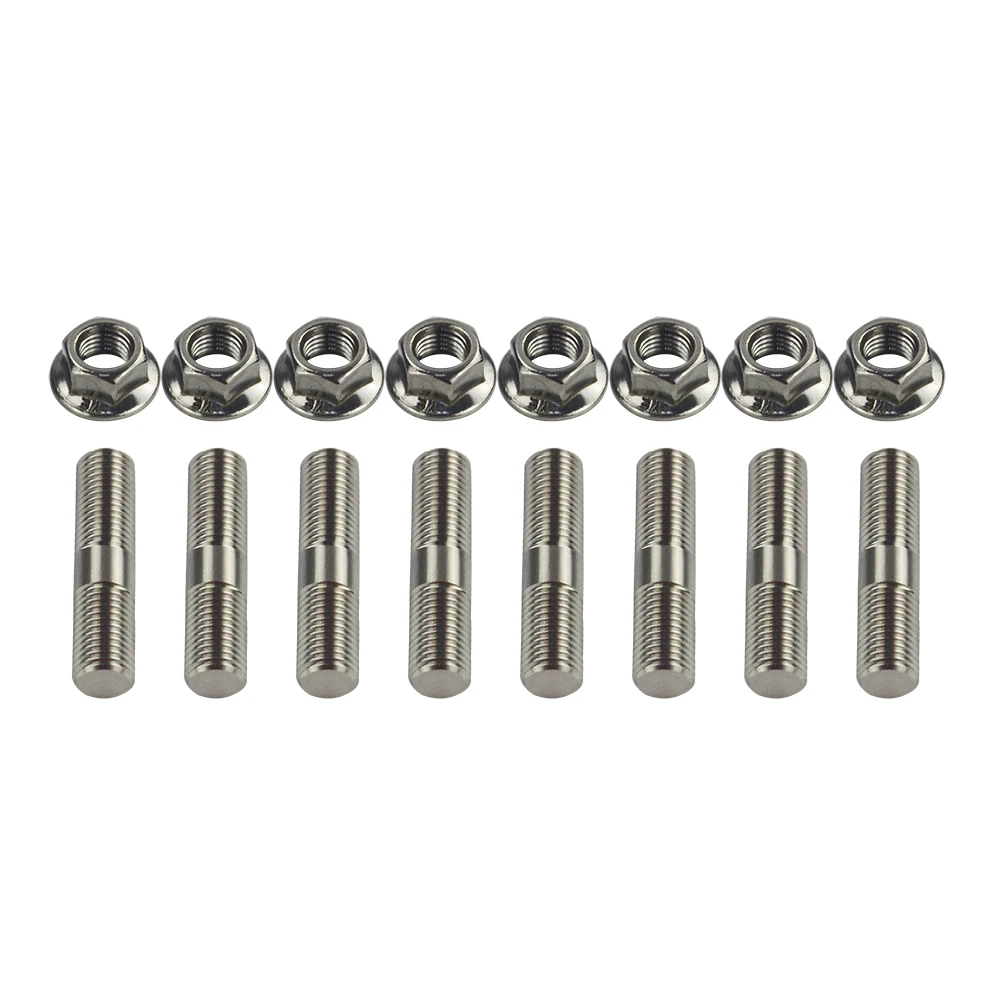 Hypertune - 8 pcs 10mm Stainless Steel Exhaust Studs & Serrated Nuts M10x1.25 Stud Conversion Tall Lug Bolts SCREW ADAPTER kit