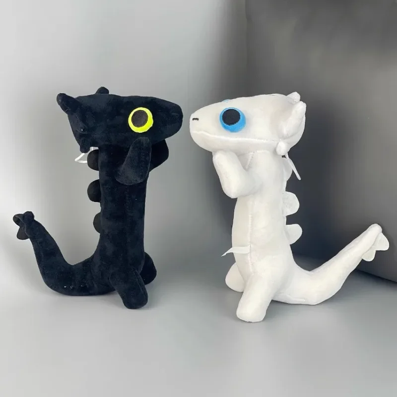 

25cm Anime Black White Dragon Plush Toy Cute Dancing Dragon Movie Periphery Pillow Doll Home Decoration Birthday Christmas Gift