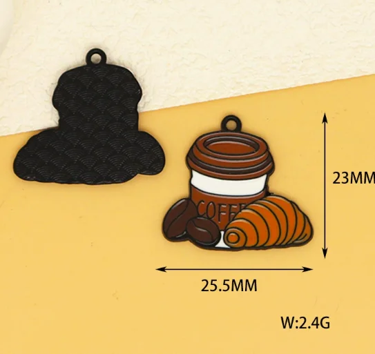 10 pcs Coffee Charm Jewelry Accessories Enamel Necklace Earring Pendant Diy Making Alloy Metal