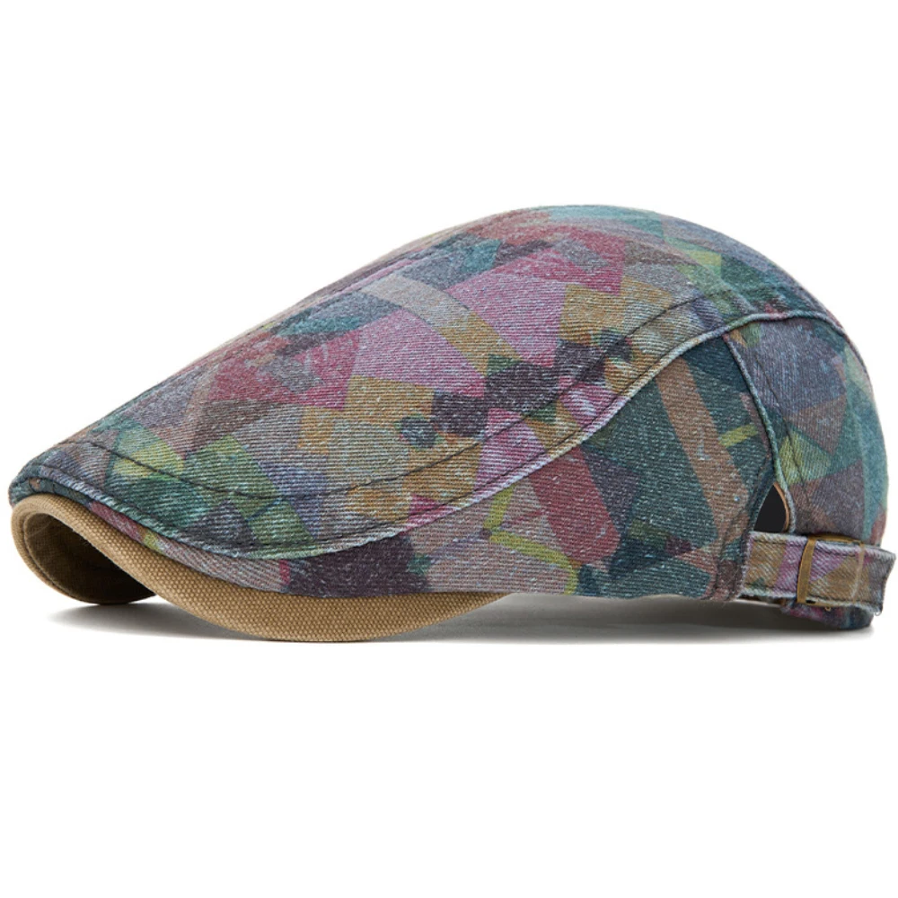 HT5060 Baskenmützen für Alle Jahreszeiten Herren Damen Vintage Künstler-Malermütze 100% Baumwolle Ivy Flat Cap Verstellbare Tarnfarben-Baskenmütze – Detail 7