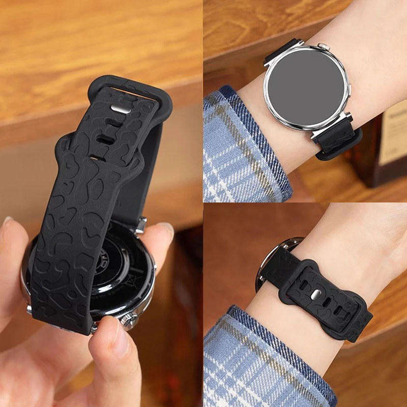 18mm 20mm 22mm Leopard Silicone Strap Engraved Band For Huawei Watch GT4 41mm 46mm GT3 SE Pro GT2 42mm 46mm / GT 2 2E 3 4